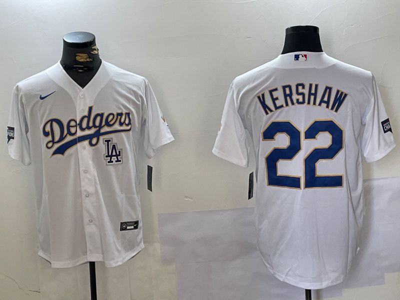 Men Los Angeles Dodgers #22 Kershaw White Game 2024 Nike MLB Jersey style 5->los angeles dodgers->MLB Jersey